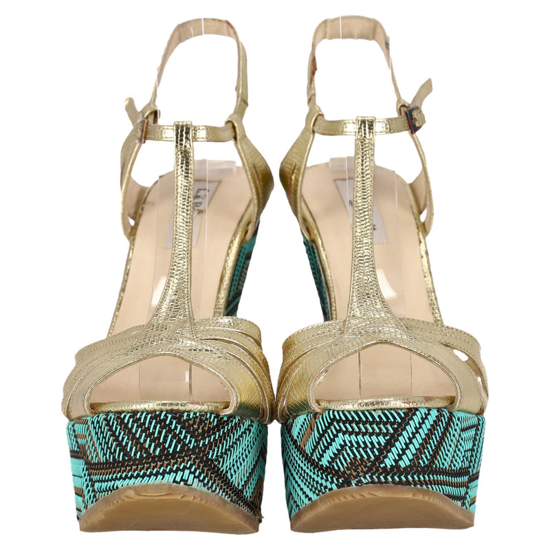 L.K. Bennett 'Lydia' Sandals With A Woven Wedge Heel. Size 39