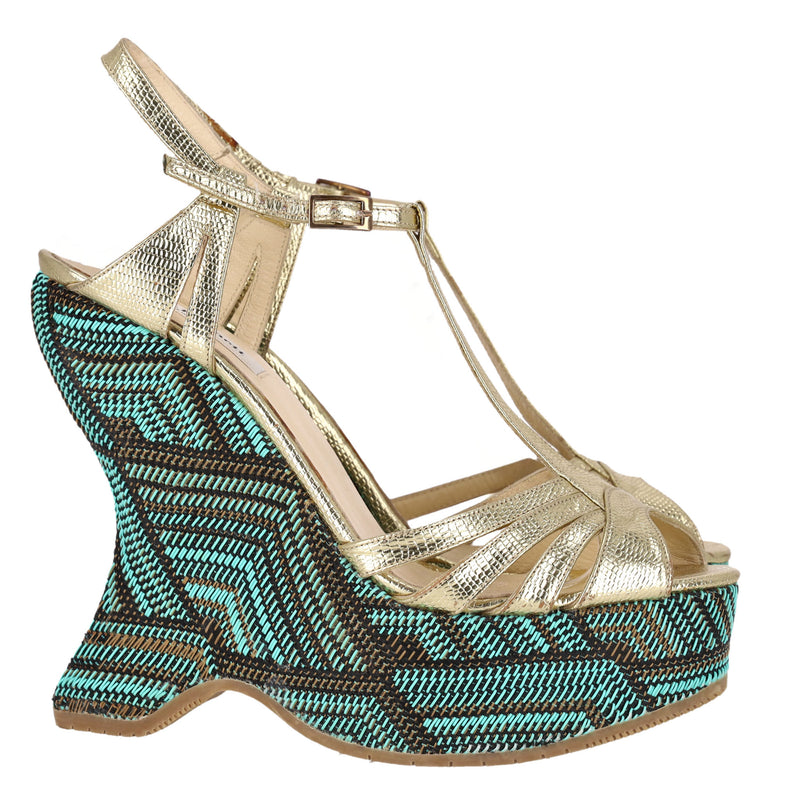 L.K. Bennett 'Lydia' Sandals With A Woven Wedge Heel. Size 39