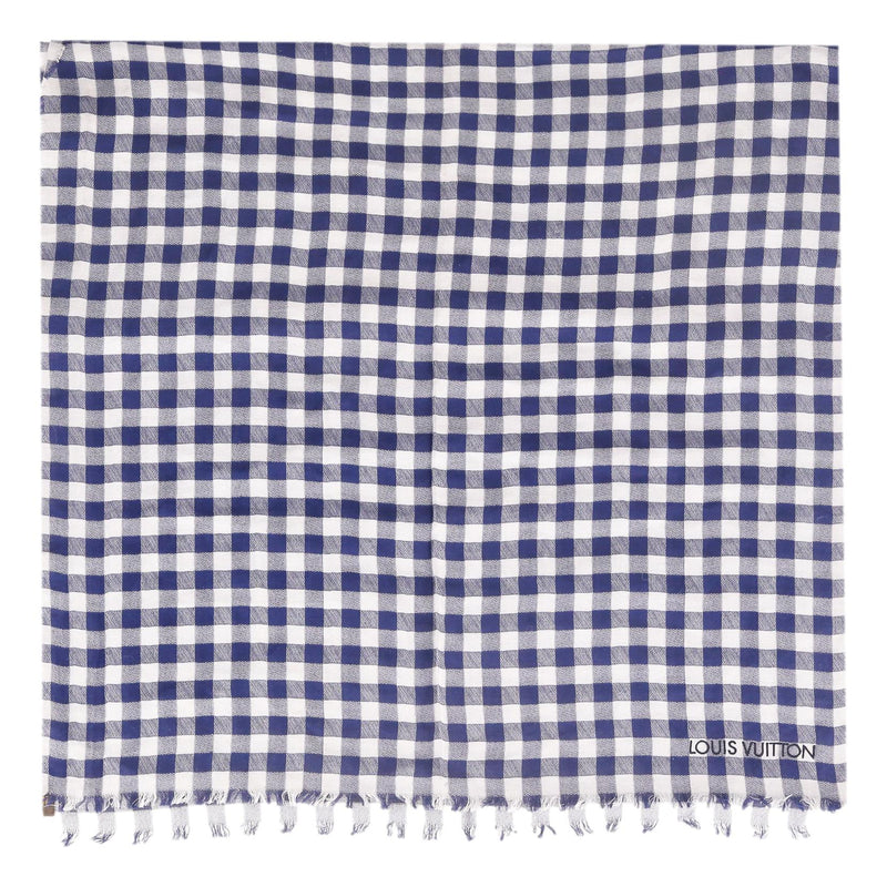 Louis Vuitton Cotton Gingham Check Shawl Scarf