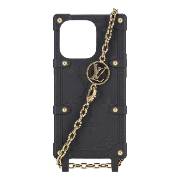 Louis Vuitton Cross Body Monogram Trunk Styled Rubber iPhone 14 Pro Case On A Chain
