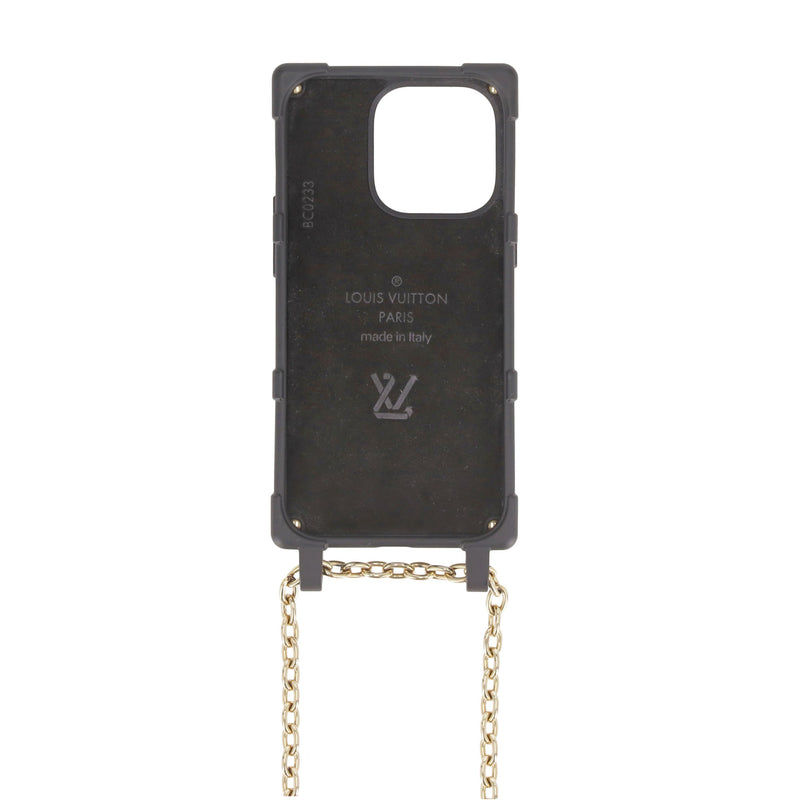 Louis Vuitton Cross Body Monogram Trunk Styled Rubber iPhone 14 Pro Case On A Chain