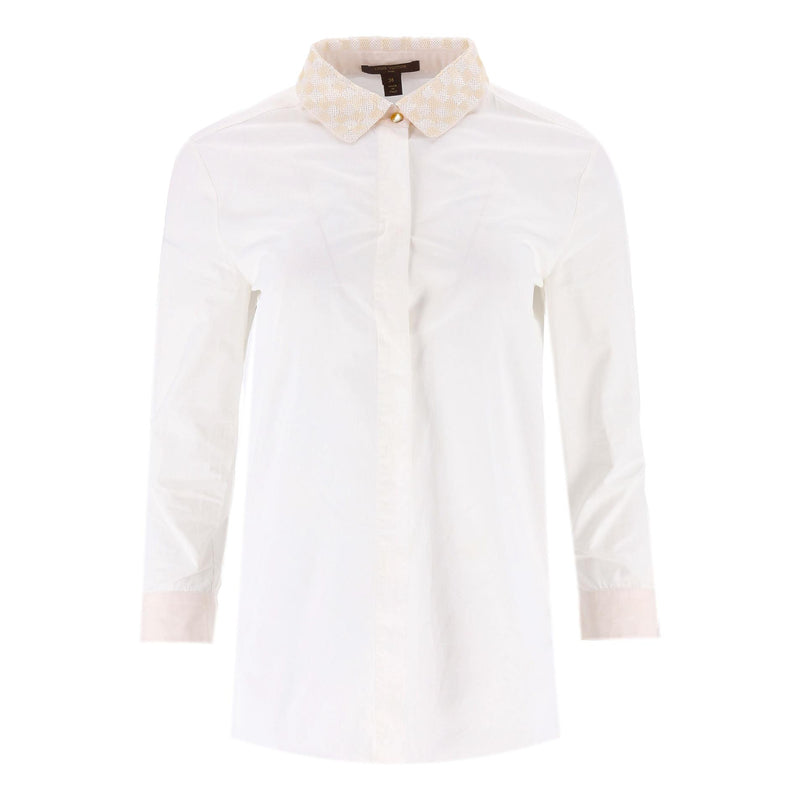 Louis Vuitton Shirt With Damier-Patterned Sequin Collar. Size 36FR