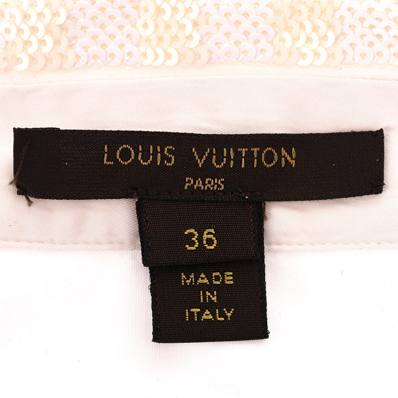 Louis Vuitton Shirt With Damier-Patterned Sequin Collar. Size 36FR