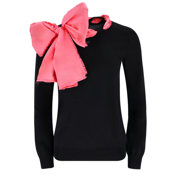 Louis Vuitton Oversized Bow Embellished Wool & Silk Blend Jumper. Size L