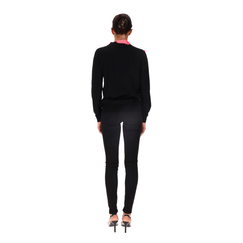 Louis Vuitton Oversized Bow Embellished Wool & Silk Blend Jumper. Size L