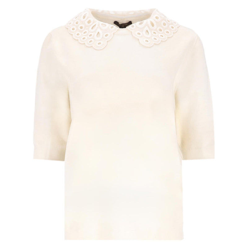 Louis Vuitton Merino Wool Jumper With Broderie Anglaise Collar. Size XL