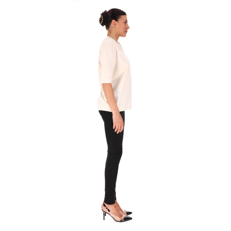 Louis Vuitton Merino Wool Jumper With Broderie Anglaise Collar. Size XL