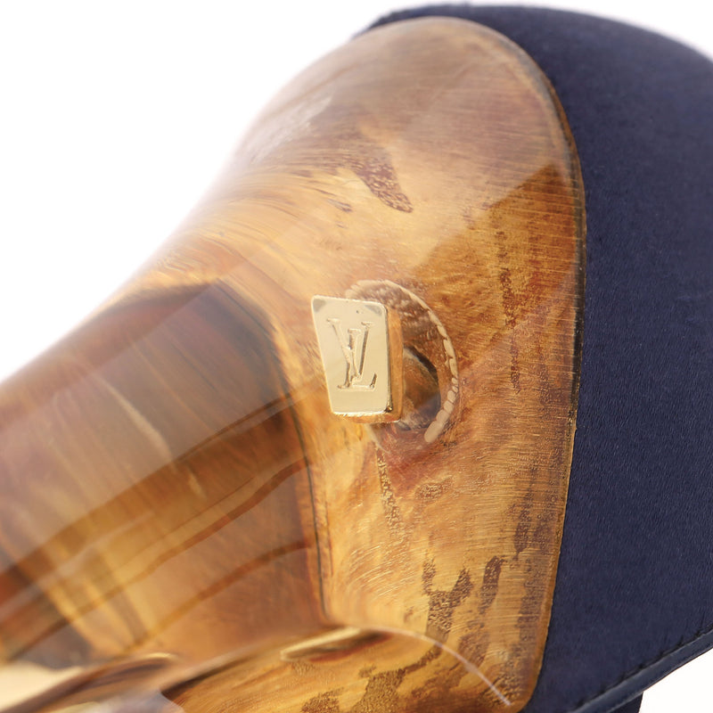 Louis Vuitton Satin 'Florida' Platform Sandals With A Lucite Heel. Size 39