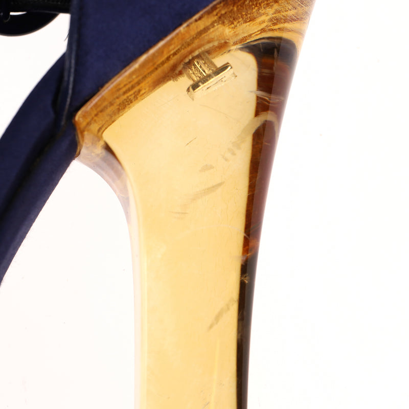 Louis Vuitton Satin 'Florida' Platform Sandals With A Lucite Heel. Size 39