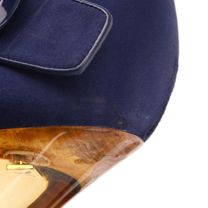 Louis Vuitton Satin 'Florida' Platform Sandals With A Lucite Heel. Size 39