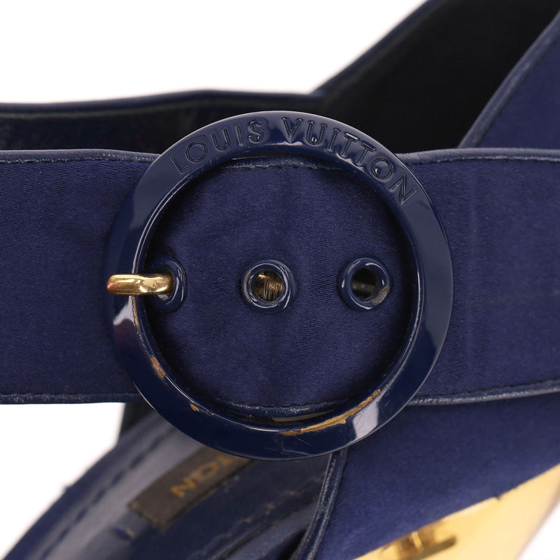 Louis Vuitton Satin 'Florida' Platform Sandals With A Lucite Heel. Size 39