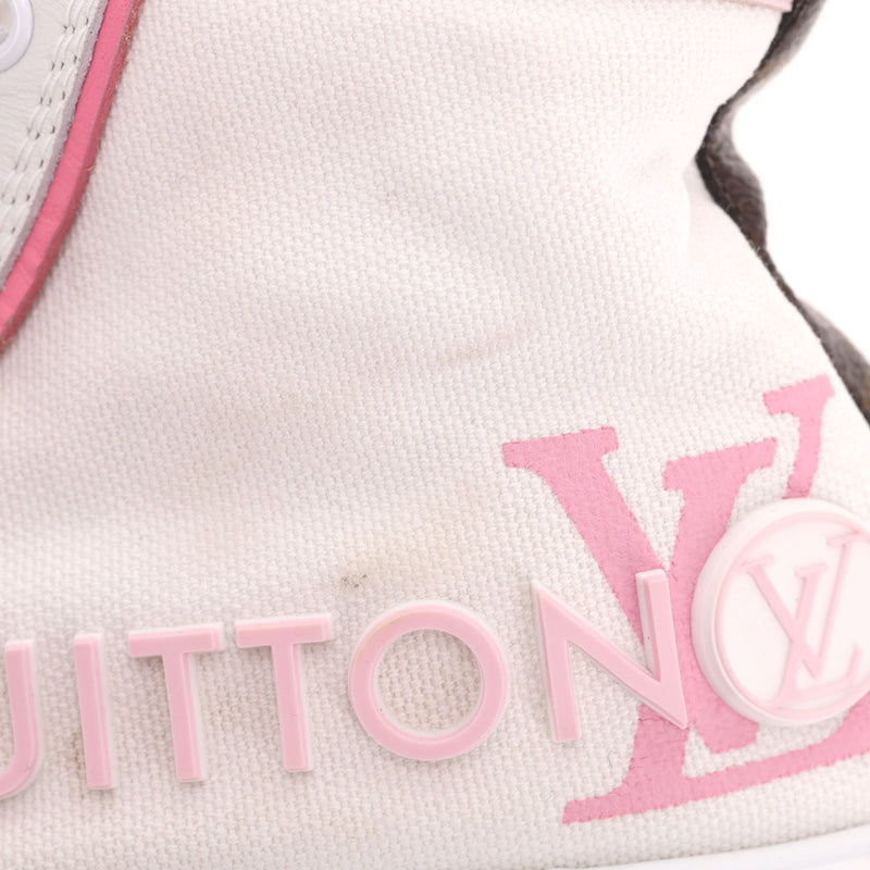 Louis Vuitton Leather & Canvas Monogram LV Squad High-Top Sneakers. Size 37