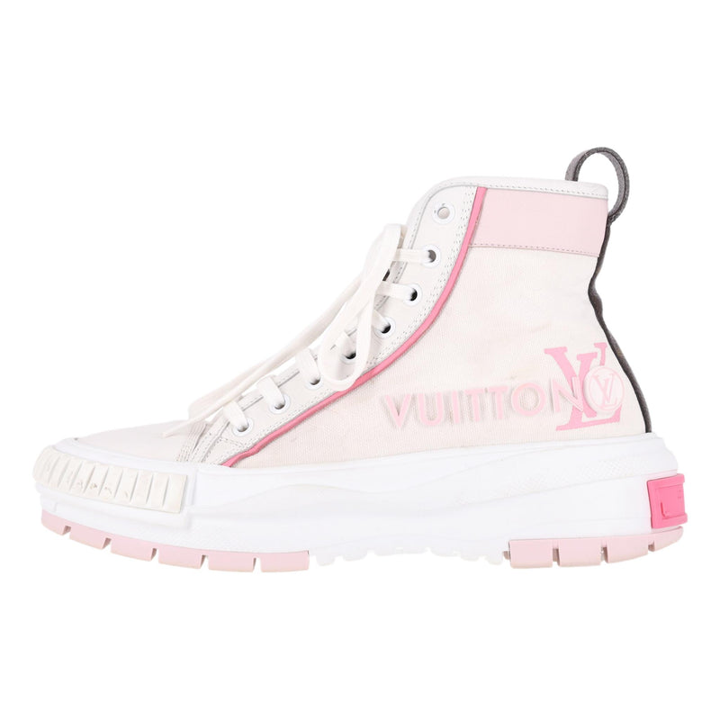 Louis Vuitton Leather & Canvas Monogram LV Squad High-Top Sneakers. Size 37