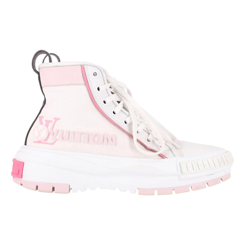 Louis Vuitton Leather & Canvas Monogram LV Squad High-Top Sneakers. Size 37