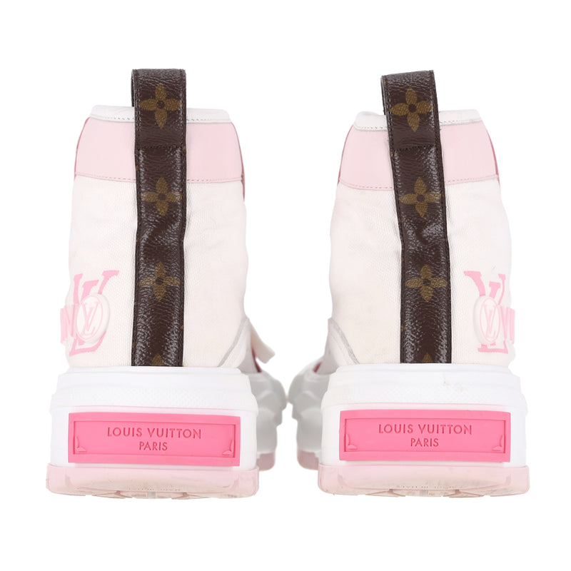 Louis Vuitton Leather & Canvas Monogram LV Squad High-Top Sneakers. Size 37