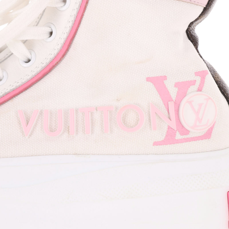 Louis Vuitton Leather & Canvas Monogram LV Squad High-Top Sneakers. Size 37