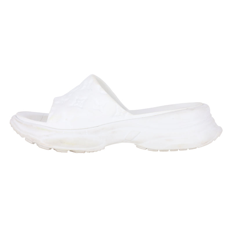 Louis Vuitton 'LV' Monogram Pool 55 Flat Comfort Rubber Mules. Size 40