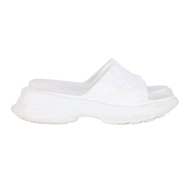 Louis Vuitton 'LV' Monogram Pool 55 Flat Comfort Rubber Mules. Size 40