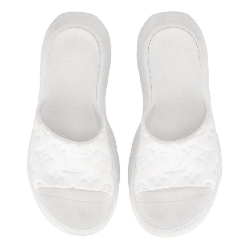 Louis Vuitton 'LV' Monogram Pool 55 Flat Comfort Rubber Mules. Size 40
