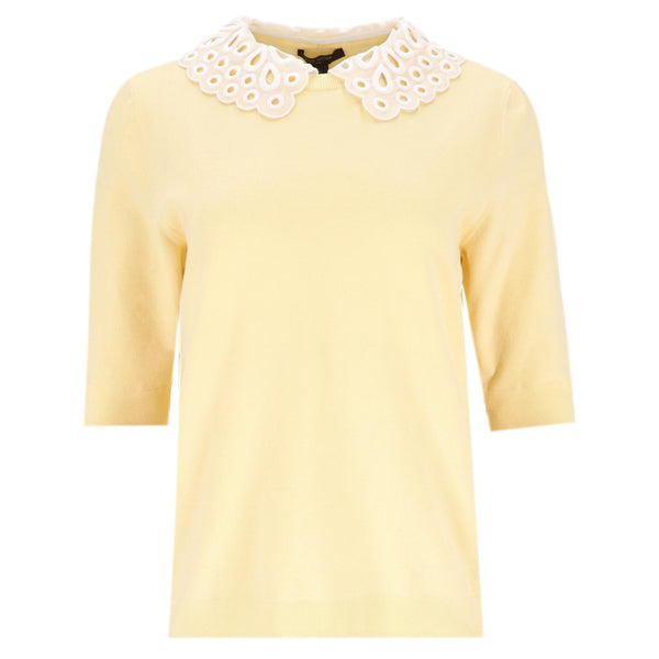 Louis Vuitton Merino Wool Jumper With Broderie Anglaise Collar. Size L