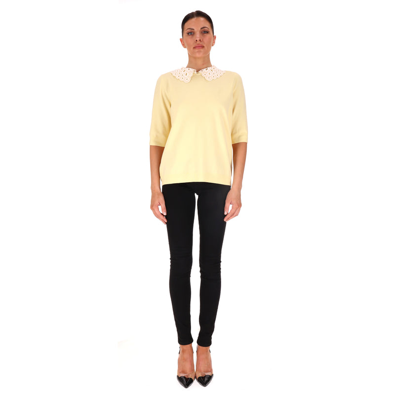 Louis Vuitton Merino Wool Jumper With Broderie Anglaise Collar. Size L