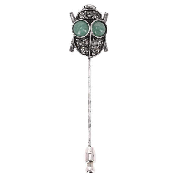 Lanvin Crystal Embellished Beetle Stick Pin Brooch