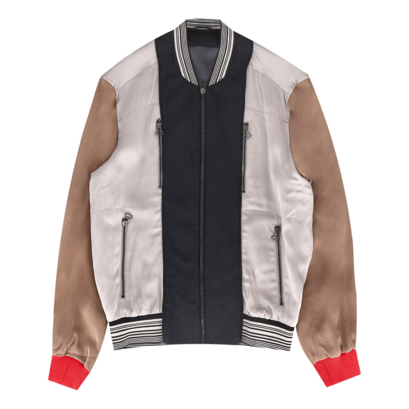Lanvin Metallic Satin Panelled Bomber Jacket. Size 46IT