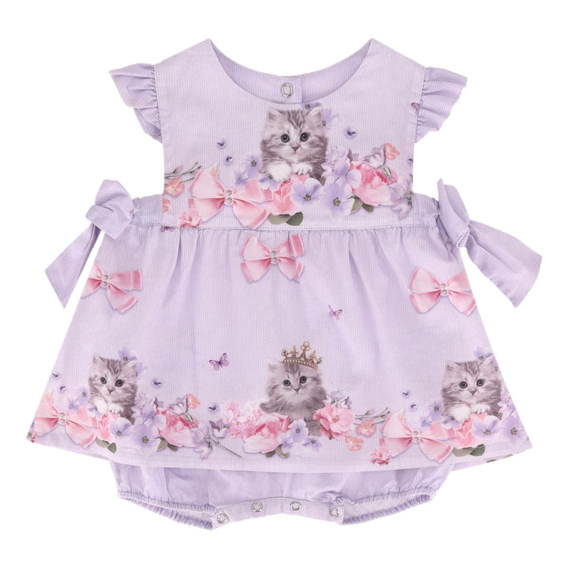 Lapin House Baby Girl Cat Print Cotton Romper Dress. Size 9M