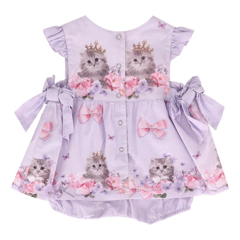 Lapin House Baby Girl Cat Print Cotton Romper Dress. Size 9M