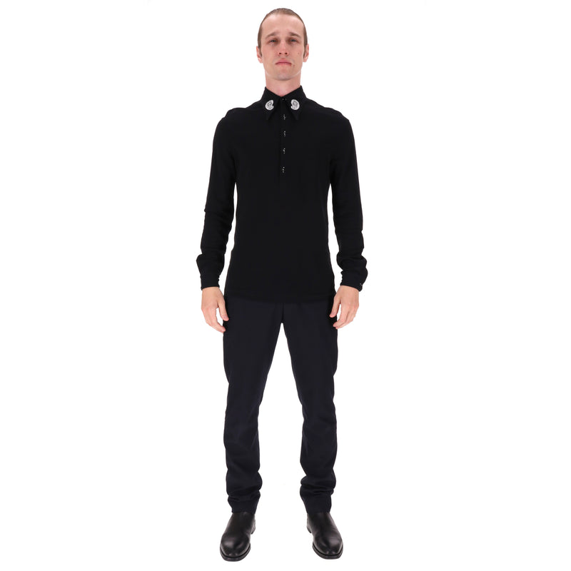 Lemaire Cotton Polo Shirt With Embroidery Detail. Size XS