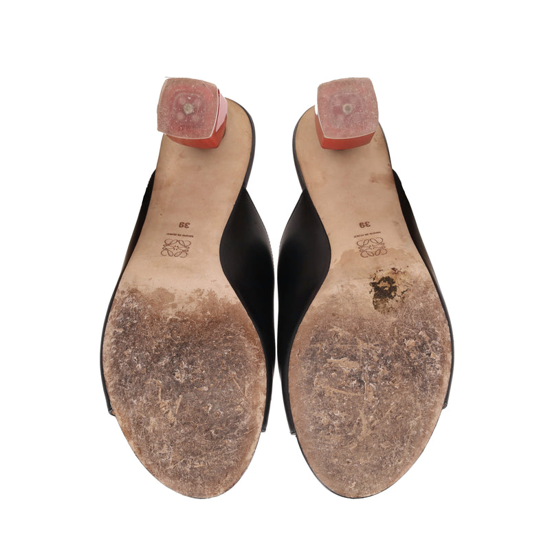 Loewe Nail Polish-Heel Leather Mules. Size 39