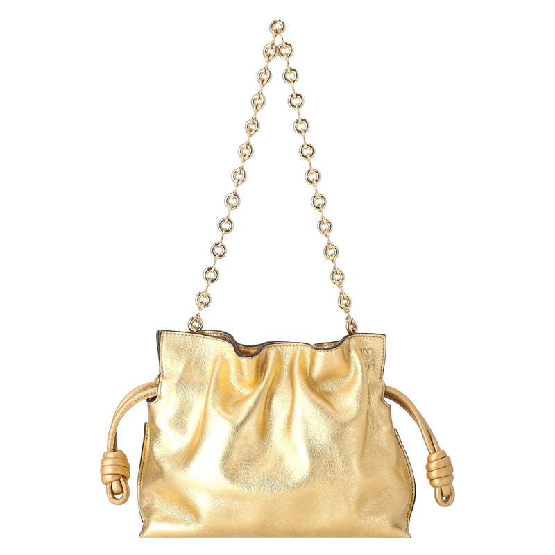 Loewe Flamenco Chain Metallic Leather Clutch Bag