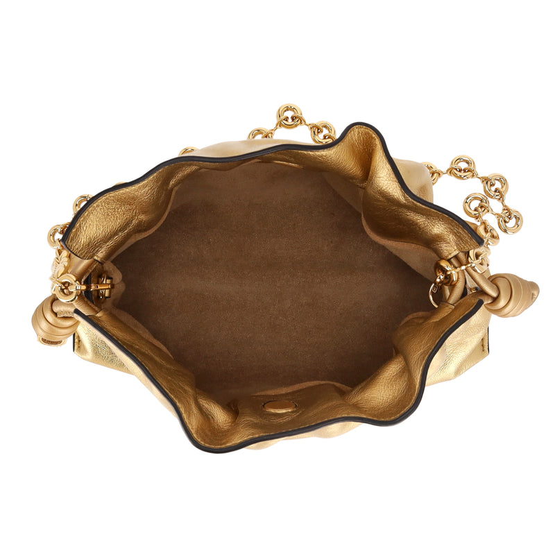 Loewe Flamenco Chain Metallic Leather Clutch Bag