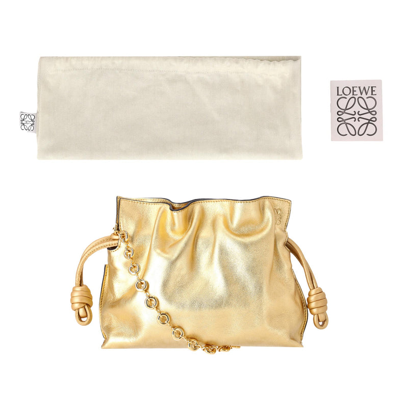 Loewe Flamenco Chain Metallic Leather Clutch Bag
