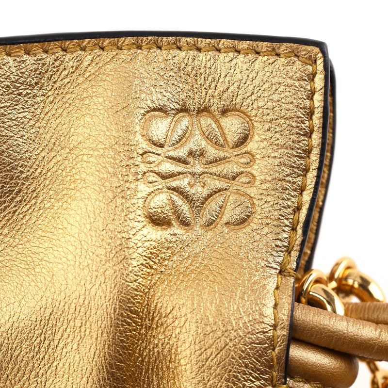 Loewe Flamenco Chain Metallic Leather Clutch Bag