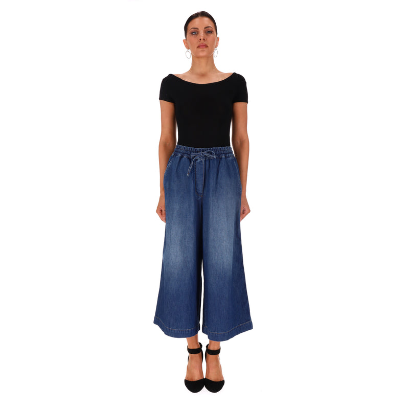 Loewe + Paula's Ibiza Wide-Leg Cropped Drawstring Jeans. Size S