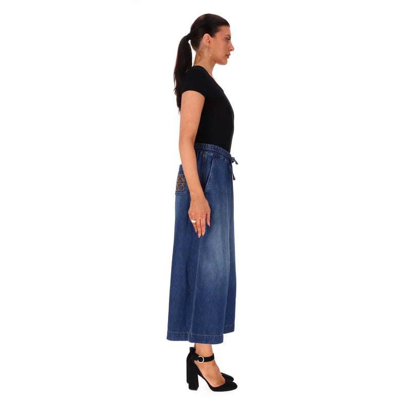 Loewe + Paula's Ibiza Wide-Leg Cropped Drawstring Jeans. Size S