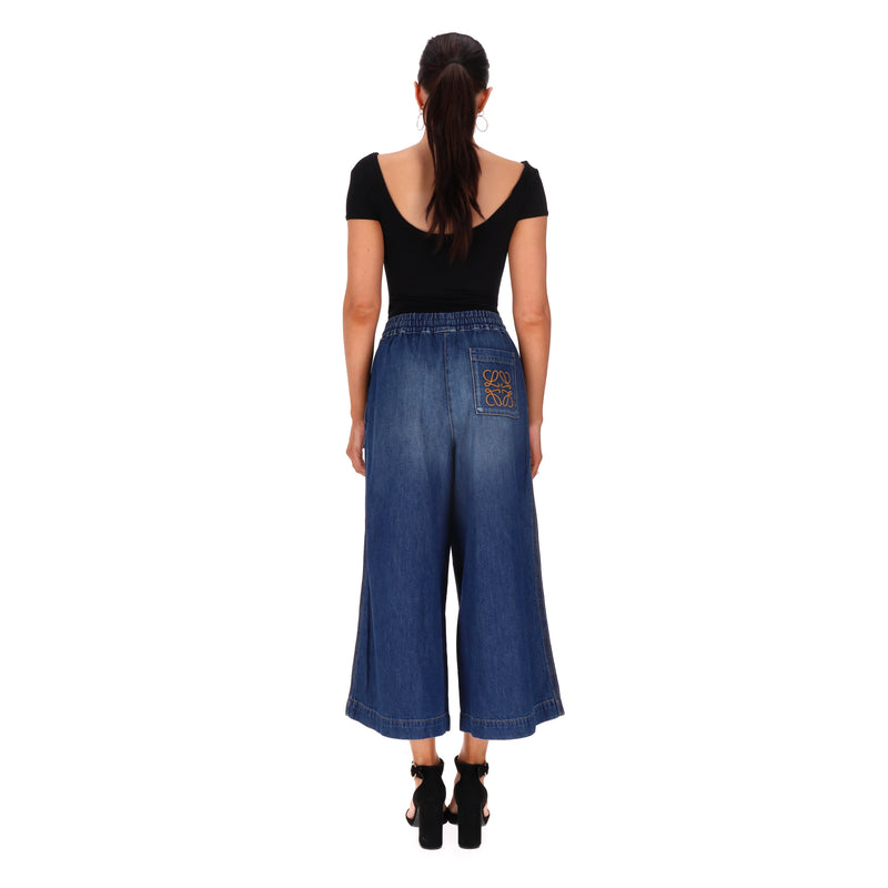 Loewe + Paula's Ibiza Wide-Leg Cropped Drawstring Jeans. Size S