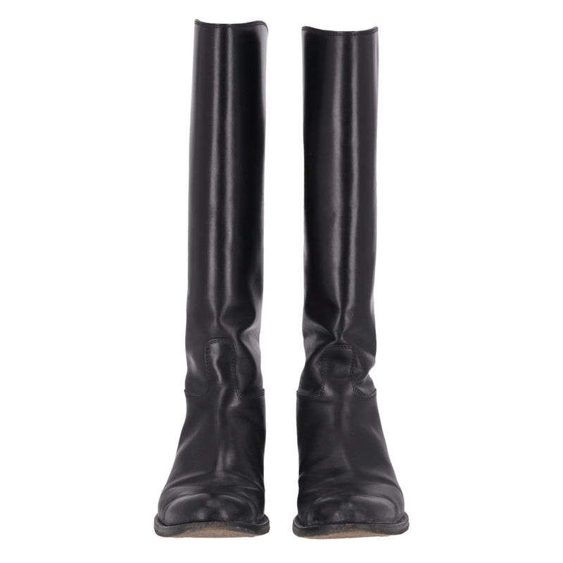 Loro Piana Welly Leather Knee-High Boots. Size 38.5