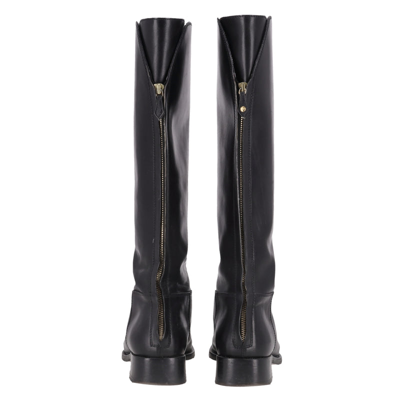 Loro Piana Welly Leather Knee-High Boots. Size 38.5