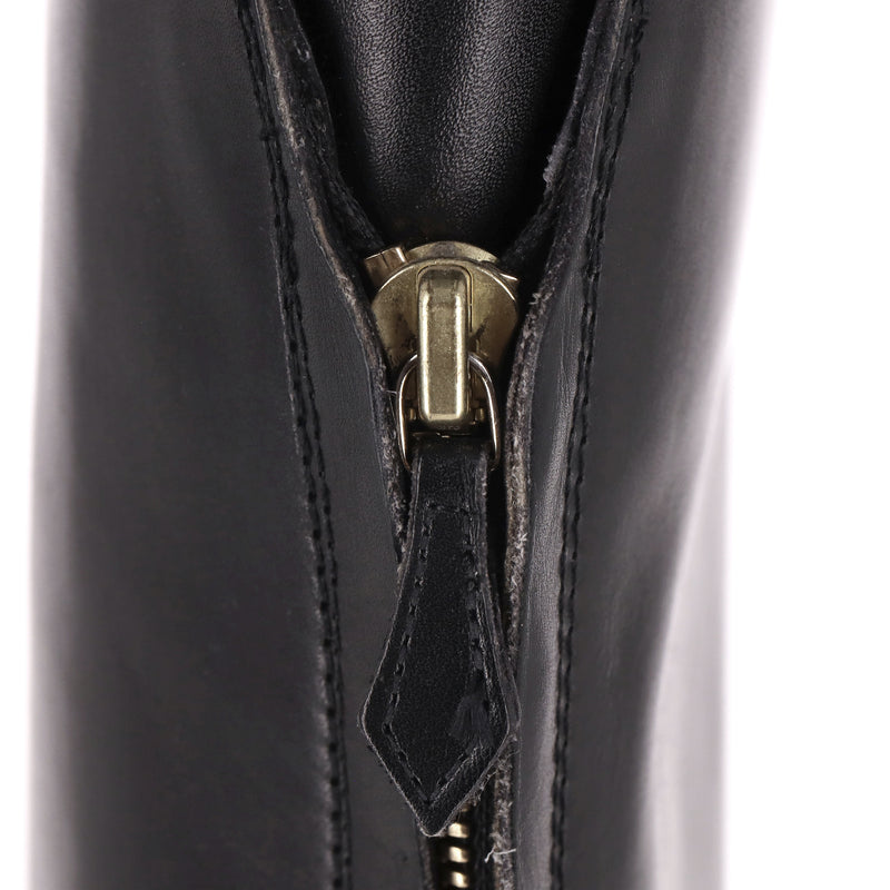 Loro Piana Welly Leather Knee-High Boots. Size 38.5