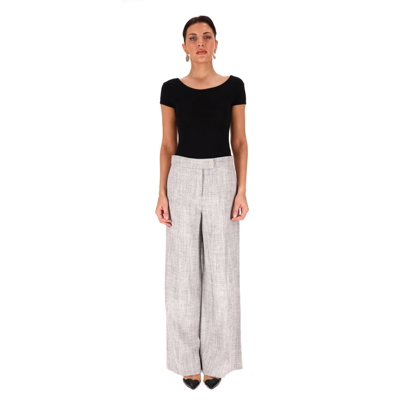 Loro Piana Silk & Linen Blend Wide-Leg Trousers. Size 44IT