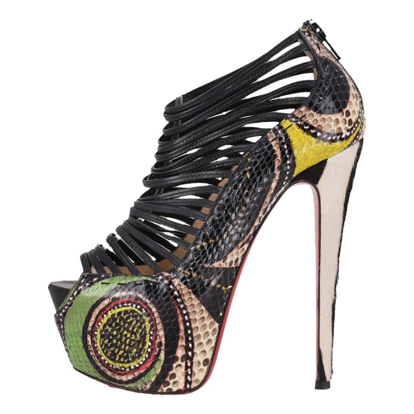 Christian Louboutin Ltd Edition Python Skin & Pony Hair Zoulou Heels. Size 37