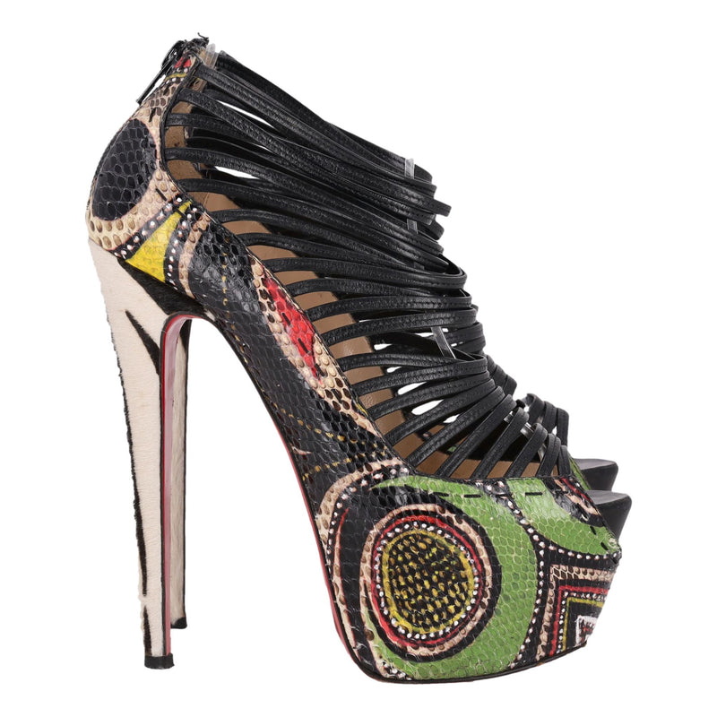 Christian Louboutin Ltd Edition Python Skin & Pony Hair Zoulou Heels. Size 37
