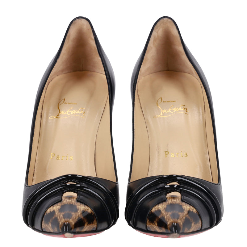 Christian Louboutin Heels With A Leopard Print Patent Leather Toe. Size 40