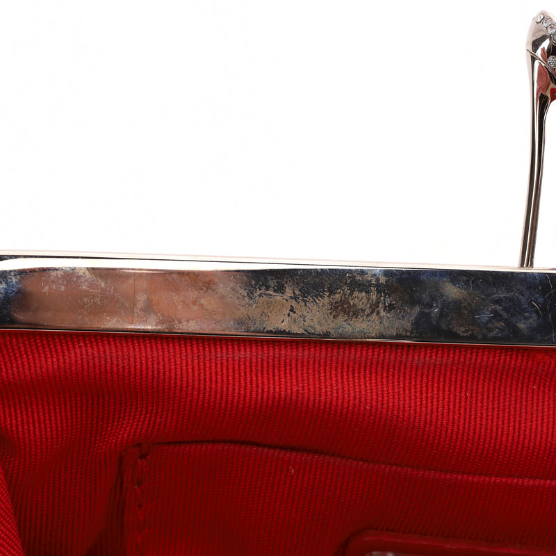 Christian Louboutin Metallic Python Skin Loubi Lula Mini Frame Clutch Bag