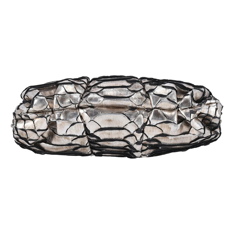 Christian Louboutin Metallic Python Skin Loubi Lula Mini Frame Clutch Bag