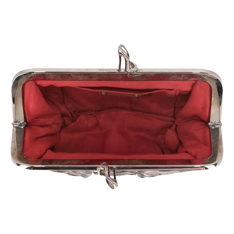 Christian Louboutin Metallic Python Skin Loubi Lula Mini Frame Clutch Bag