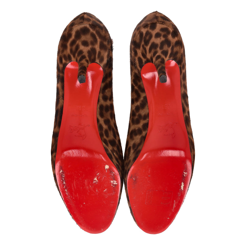 Christian Louboutin Leopard Print Pony Hair Bianca Pumps. Size 39.5