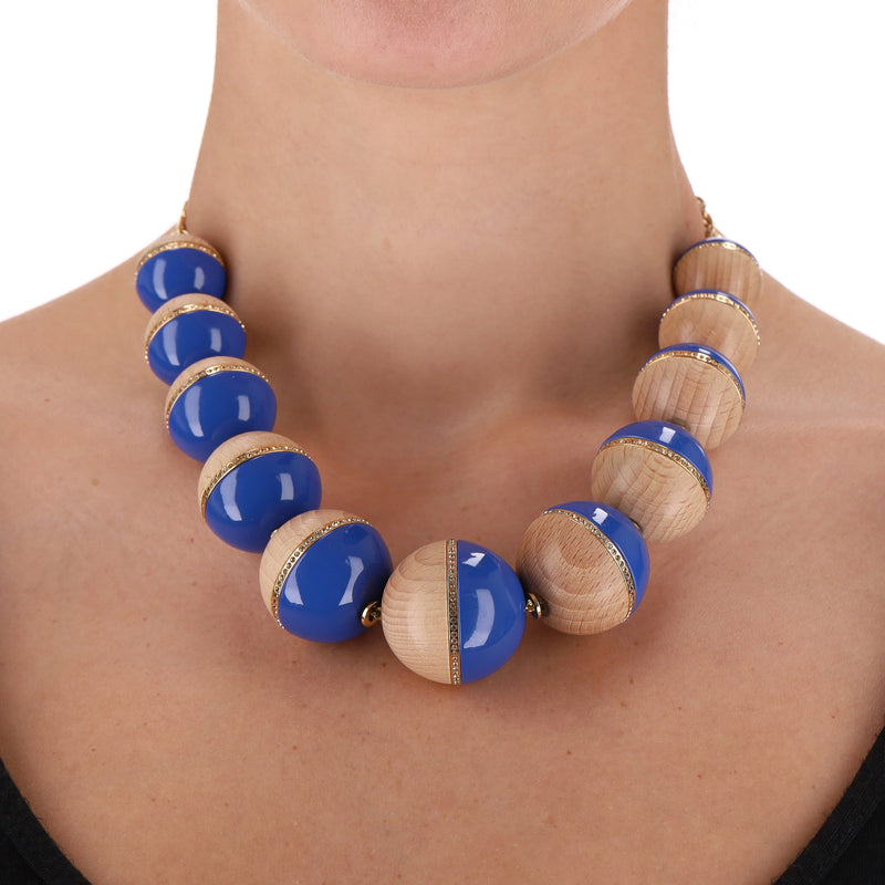 Louis Vuitton Crystal, Wood & Resin Beaded Necklace